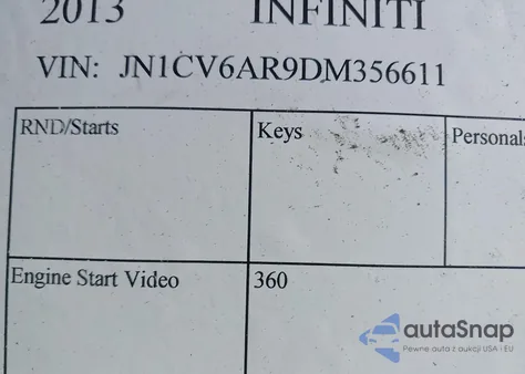 2013 Infiniti G37X из США, поврежденный, VIN JN1CV6AR9DM356611